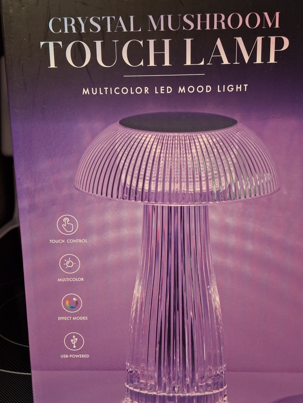 Crystal Mushroom Touch Lamp - Multicolor LED Mood Light